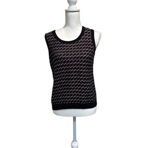 ST JOHN SPORT Women's Red White Blue  Knit Sleeveless‎ Top Size Small Sweater